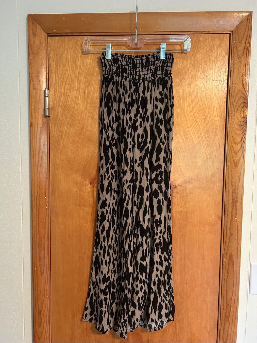 Women's Leopard Print Pants - Black and Taupe